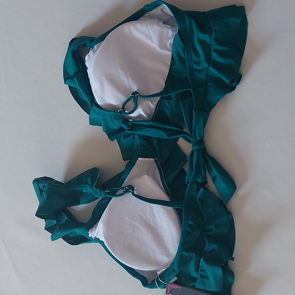 Shekini women's set two piece Green ruffle Bikini  size XL - Picture 8 of 11
